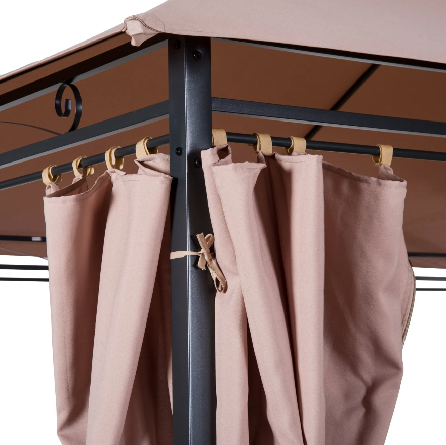 Nancy's Bellflower Tuinpaviljoen - Partytent - Tuintent - Overkapping - Zijwanden - Staal - Koffie - 400 x 300 cm