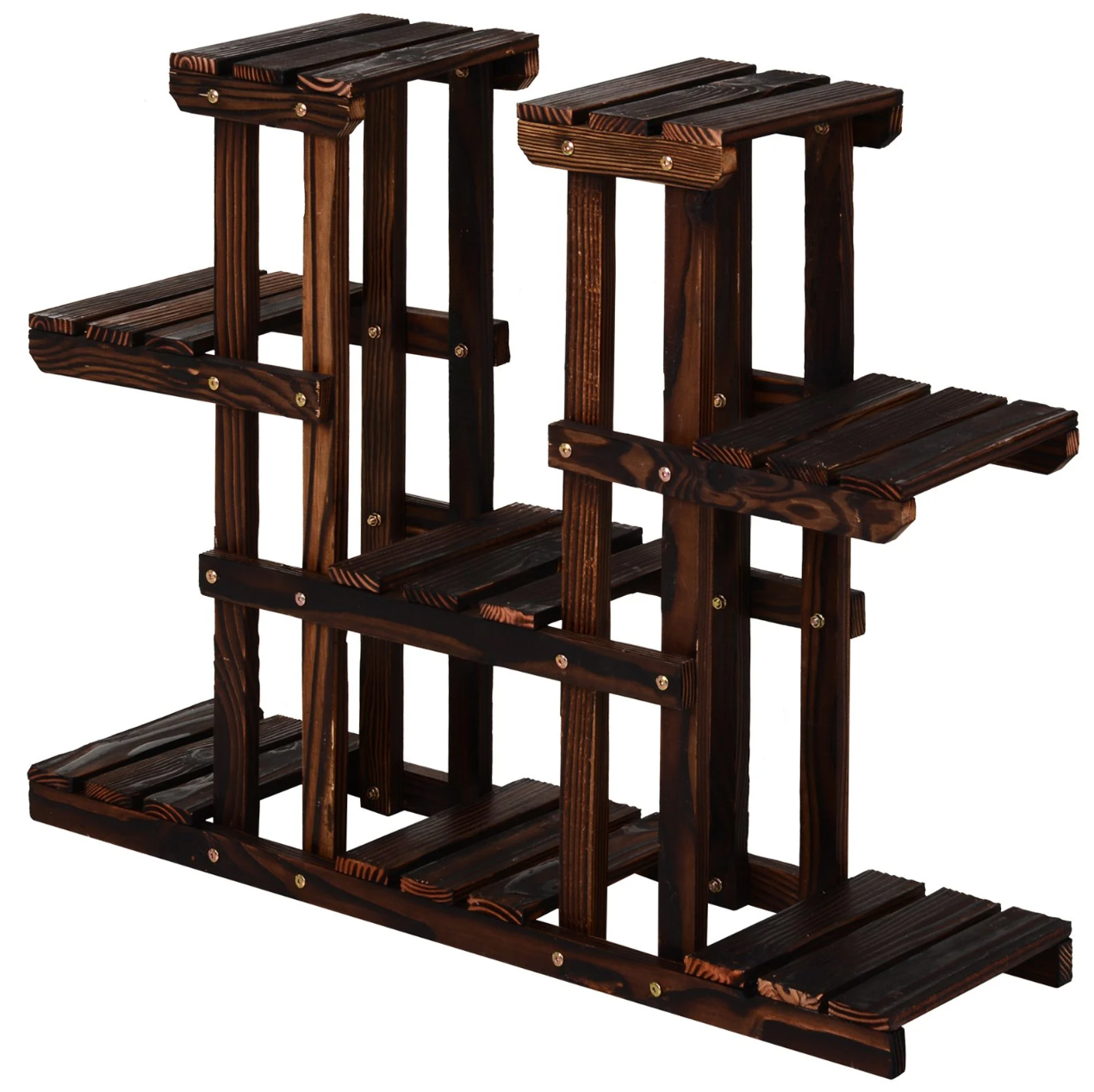 Nancy's Cudahy Plantenrek - Bloementrap - Plantenstandaard - 4 Niveaus - Bruin - Massief Hout - 95 x 25 x 72 cm