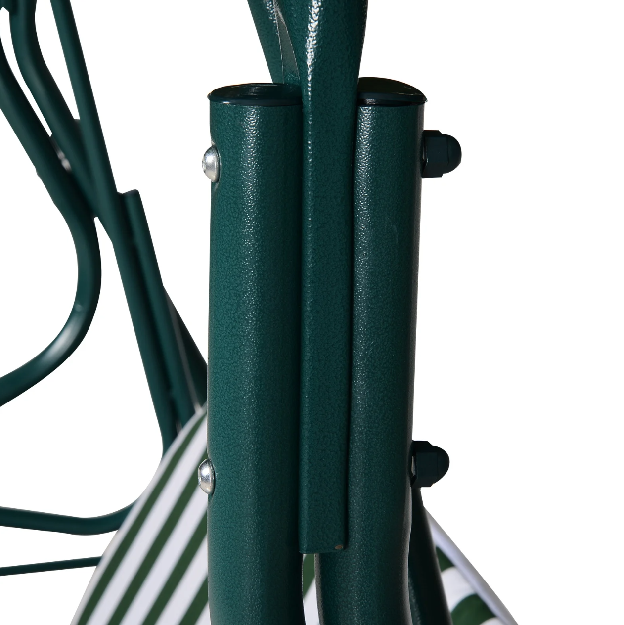 Nancy's Benbrook Tuinschommel - Schommelbank - Verstelbare Zonnekap - Metaal - Groen - Wit - Polyester - Schuim -
