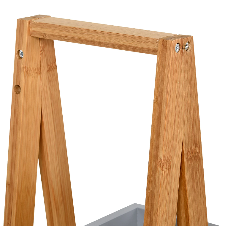 Nancy's Gardner Badkamerrek - Opslagrek - 3 Niveaus - Ladder - Opbergplank - Bamboe - Grijs - MDF - 30 x 18 x 81 cm