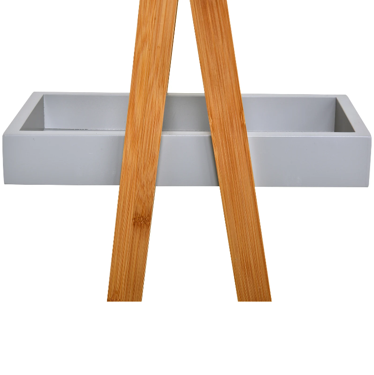 Nancy's Gardner Badkamerrek - Opslagrek - 3 Niveaus - Ladder - Opbergplank - Bamboe - Grijs - MDF - 30 x 18 x 81 cm