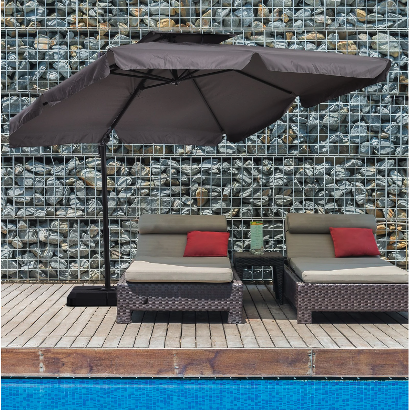 Nancy's Secaucus Zweefparasol - Tuinparasol - Parasol Standaard - UV50 - 4 Gewichten - Beschermhoes - Aluminium - Grijs - 270 x 270 x 260 cm