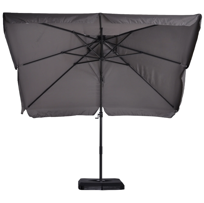 Nancy's Secaucus Zweefparasol - Tuinparasol - Parasol Standaard - UV50 - 4 Gewichten - Beschermhoes - Aluminium - Grijs - 270 x 270 x 260 cm