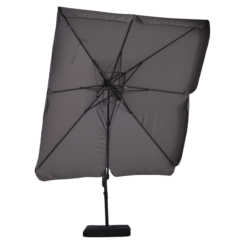 Nancy's Secaucus Zweefparasol - Tuinparasol - Parasol Standaard - UV50 - 4 Gewichten - Beschermhoes - Aluminium - Grijs - 270 x 270 x 260 cm