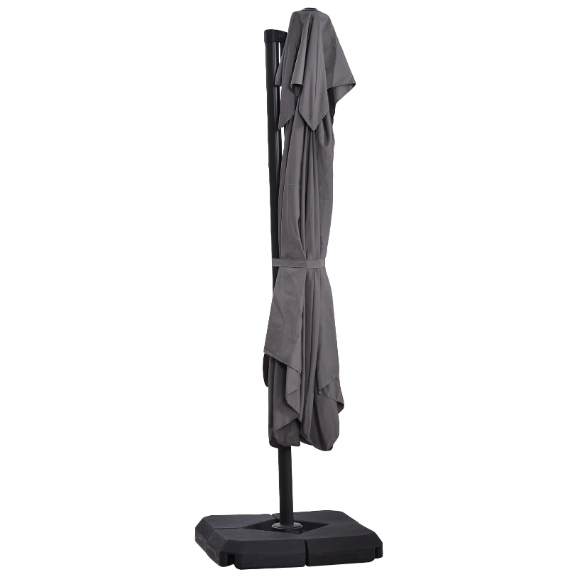 Nancy's Secaucus Zweefparasol - Tuinparasol - Parasol Standaard - UV50 - 4 Gewichten - Beschermhoes - Aluminium - Grijs - 270 x 270 x 260 cm