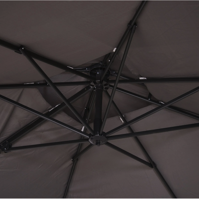 Nancy's Secaucus Zweefparasol - Tuinparasol - Parasol Standaard - UV50 - 4 Gewichten - Beschermhoes - Aluminium - Grijs - 270 x 270 x 260 cm