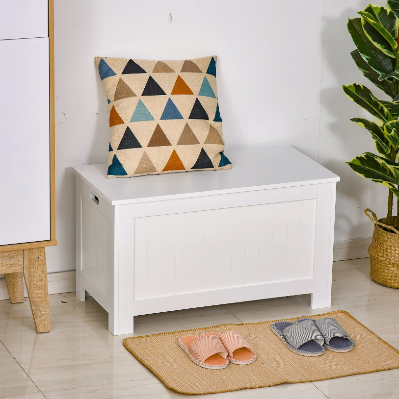 Nancy's Bellview Schoenenkist - Schoenenbank - Opbergbox - Kistbank - MDF - Wit - 81 x 40 x 46 cm