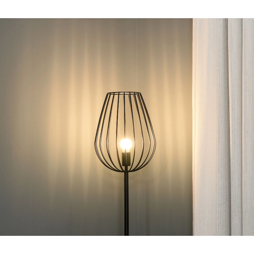 Nancy's Neabsco Staande lamp retro industriële stijl met metalen kooi voor o.a. woonkamer slaapkamer kantoor metaal Ø27,5 x 159H cm