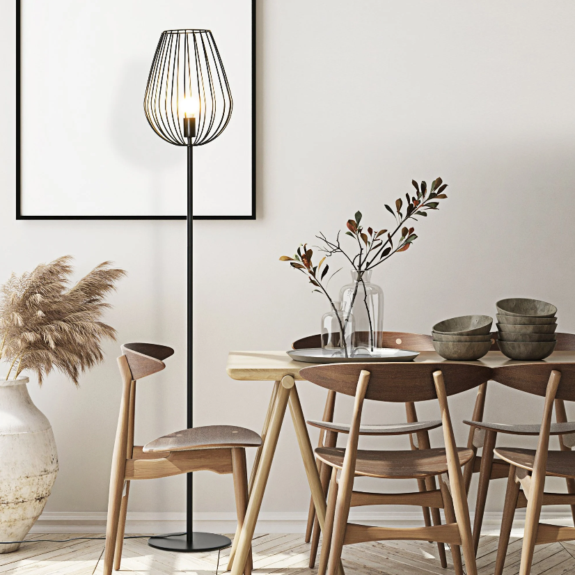 Nancy's Neabsco Staande lamp retro industriële stijl met metalen kooi voor o.a. woonkamer slaapkamer kantoor metaal Ø27,5 x 159H cm