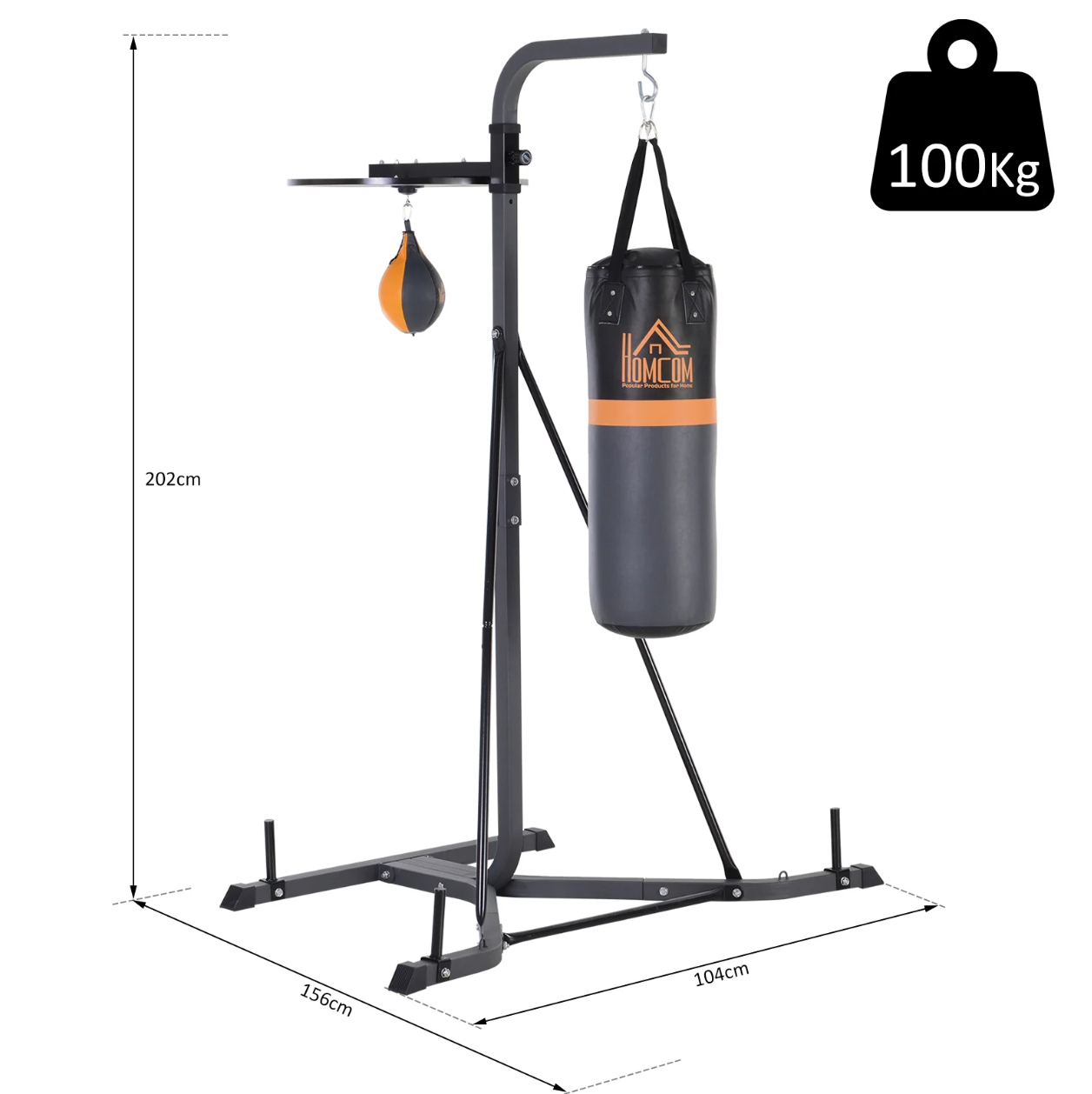 Nancy's Forney Bokszakhouder - Bokszakstandaard - Met Boksbal - 100 KG - Staal - 104 x 156 x 202 cm