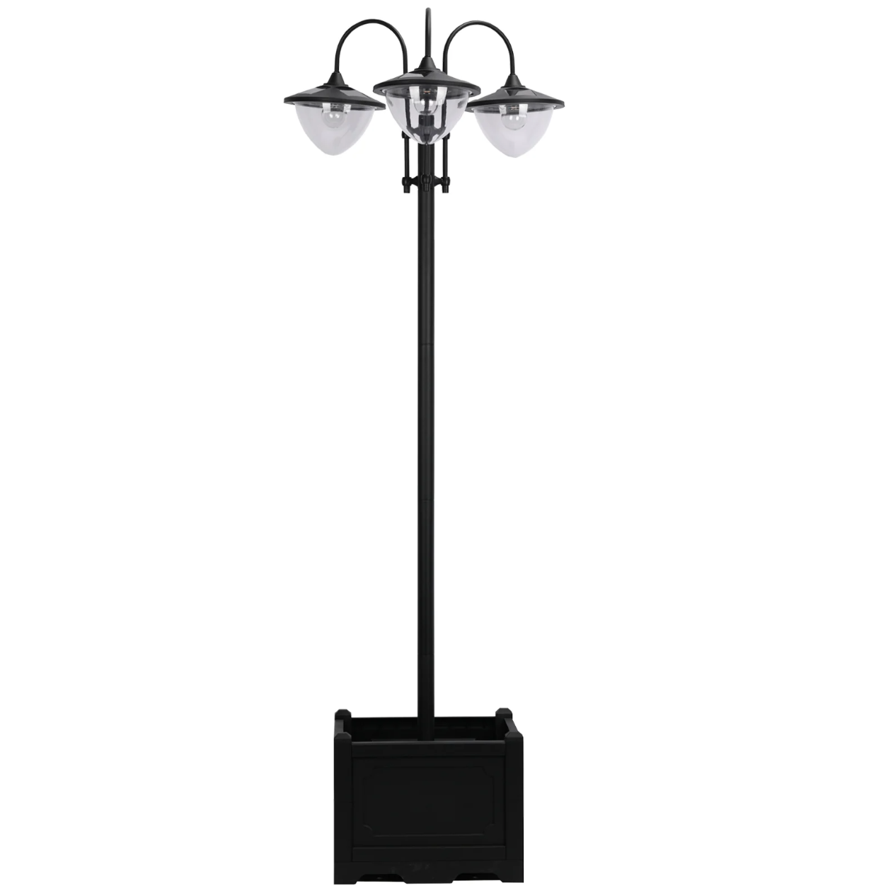 Nancy's Azusa Tuinlamp - Buitenverlichting - Zonne-energie - 3-Kops - Bloempotvoet - Waterdicht - RVS - Zwart