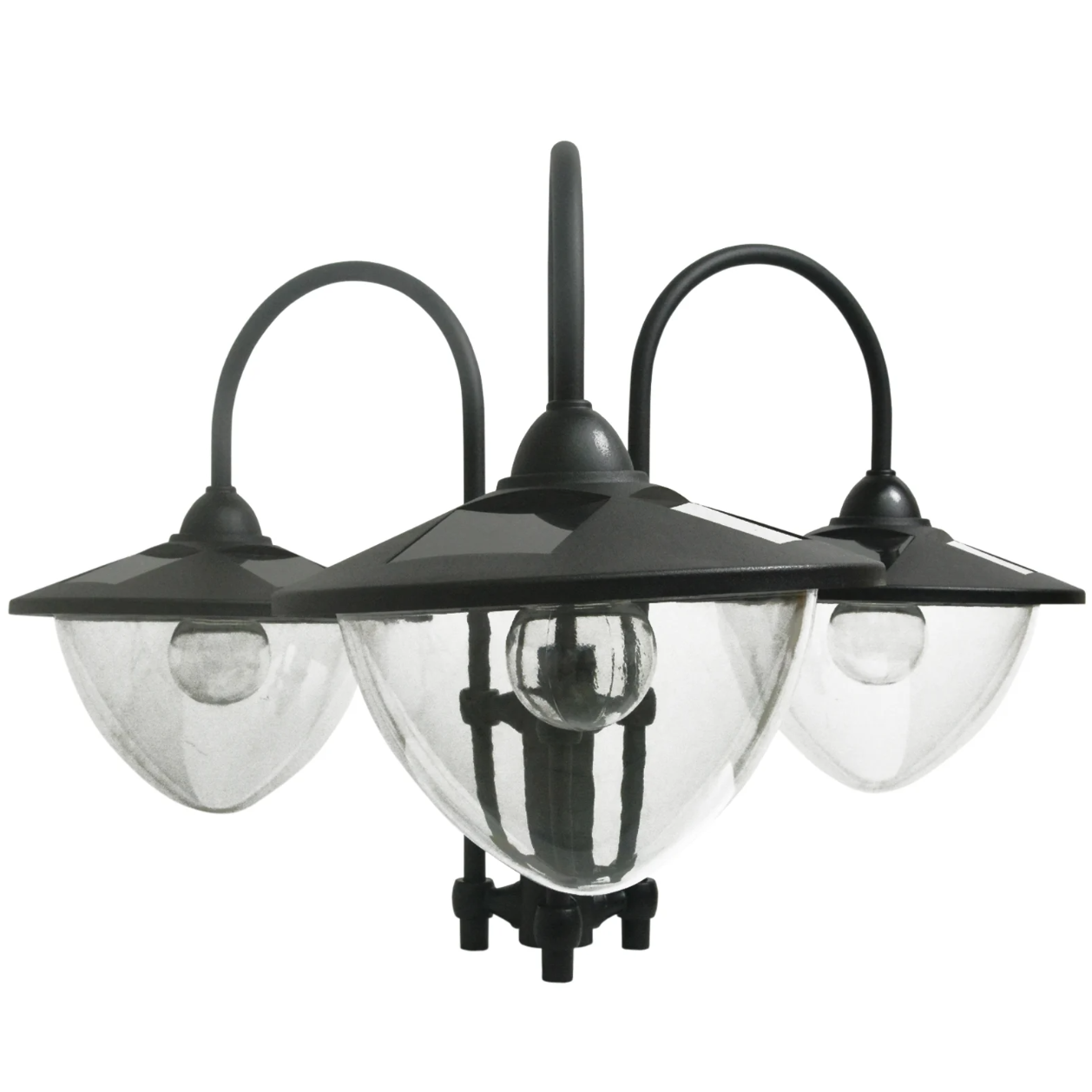 Nancy's Azusa Tuinlamp - Buitenverlichting - Zonne-energie - 3-Kops - Bloempotvoet - Waterdicht - RVS - Zwart