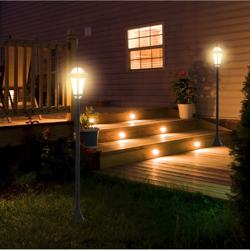 Nancy's Lantana Tuinlantaarns - Zonne-Energie - Tuinlampen - Set Van 2 - LED - 6-8 Uur - RVS - Zwart