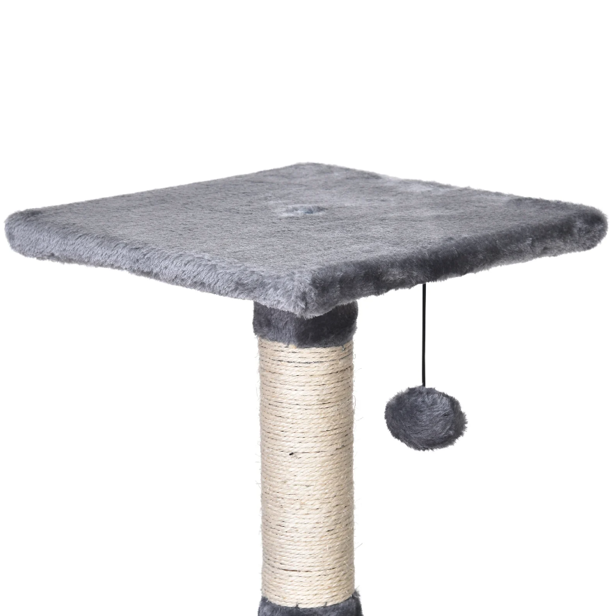 Nancy's Woodhaven Krabpaal - Kattenboom - Kattenhuis - Grot - Grijs - Beige - Bewerkt Hout - Pluche - 40 x 40 x 98 cm