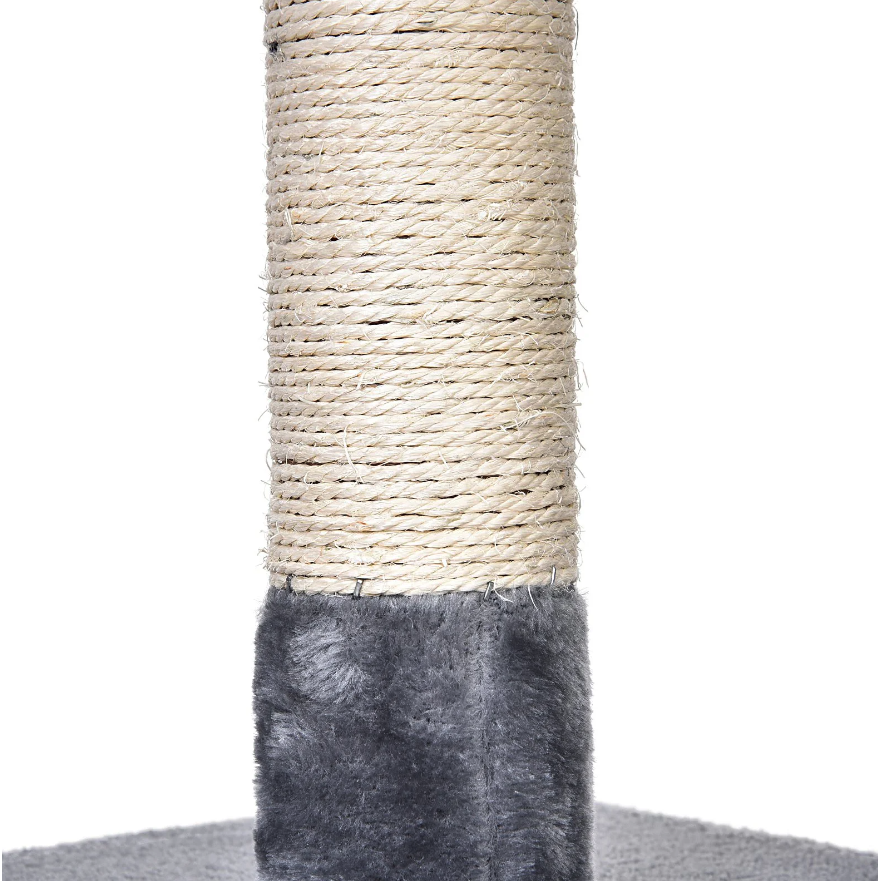 Nancy's Woodhaven Krabpaal - Kattenboom - Kattenhuis - Grot - Grijs - Beige - Bewerkt Hout - Pluche - 40 x 40 x 98 cm