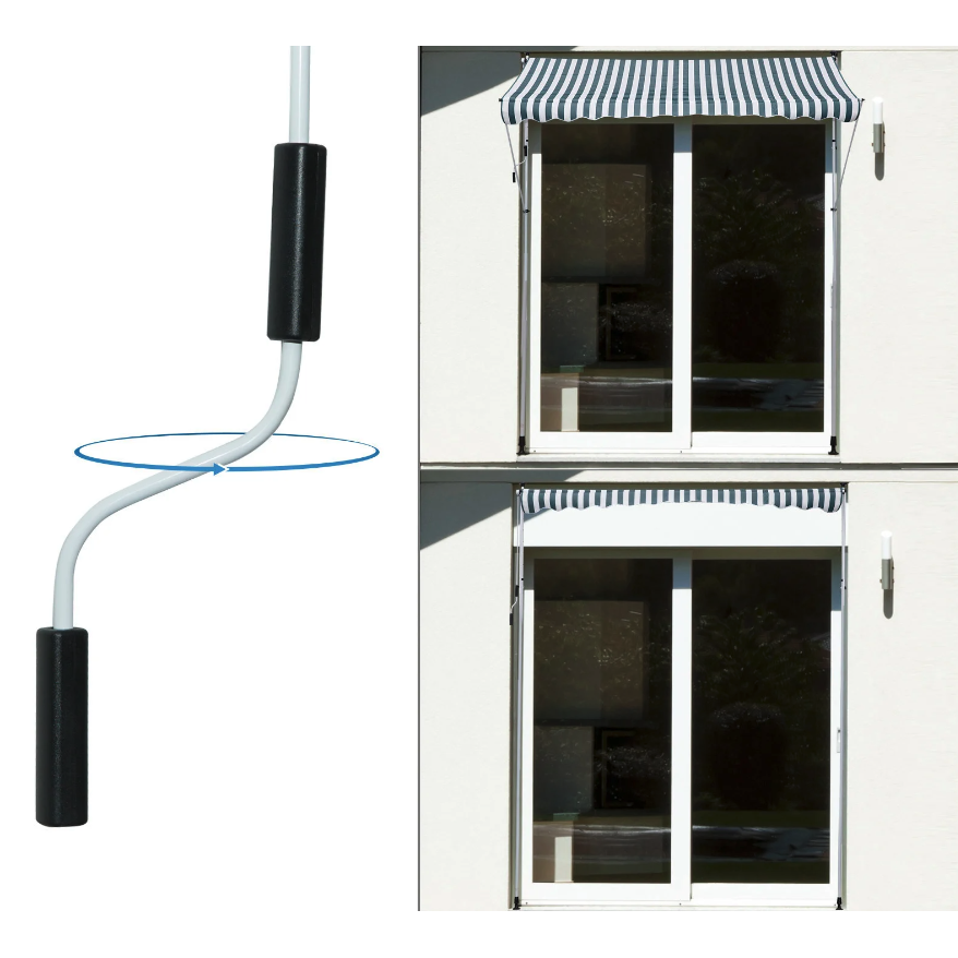 Nancy's Gatesville Luifel - Zonwering - Knikarm - Handslinger - Aluminium - Blauw/Groen - Wit - 3 x 1.5 m