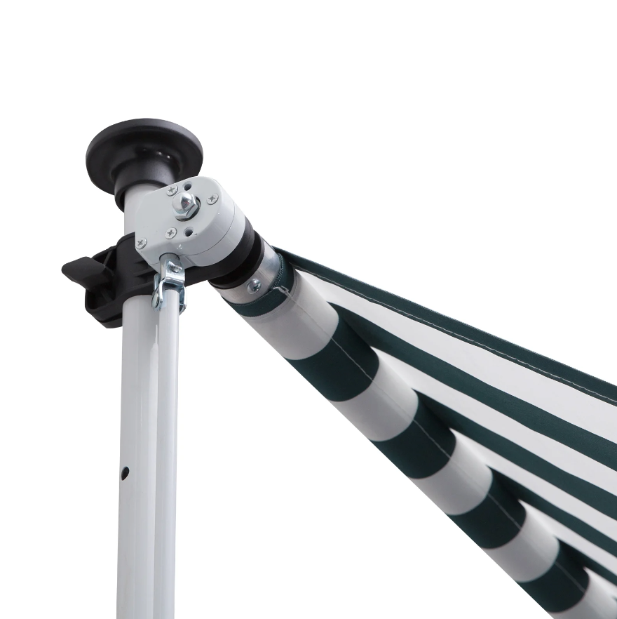 Nancy's Gatesville Luifel - Zonwering - Knikarm - Handslinger - Aluminium - Blauw/Groen - Wit - 3 x 1.5 m