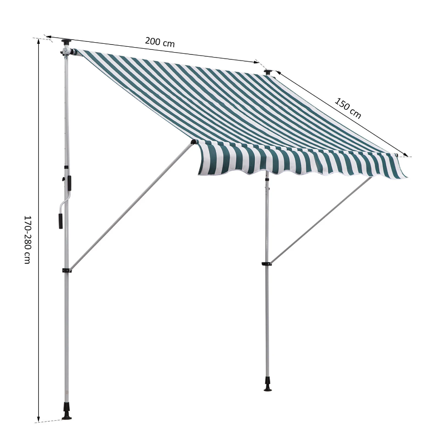 Nancy's Lansdowne Luifel - Zonnescherm - Zonwering - Groen/Wit - 200 cm breed