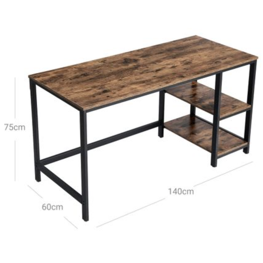 Nancy's Orchards Bureau - Computertafel - Opbergruimte - Bruin / Zwart - 140 x 60 x 75 cm