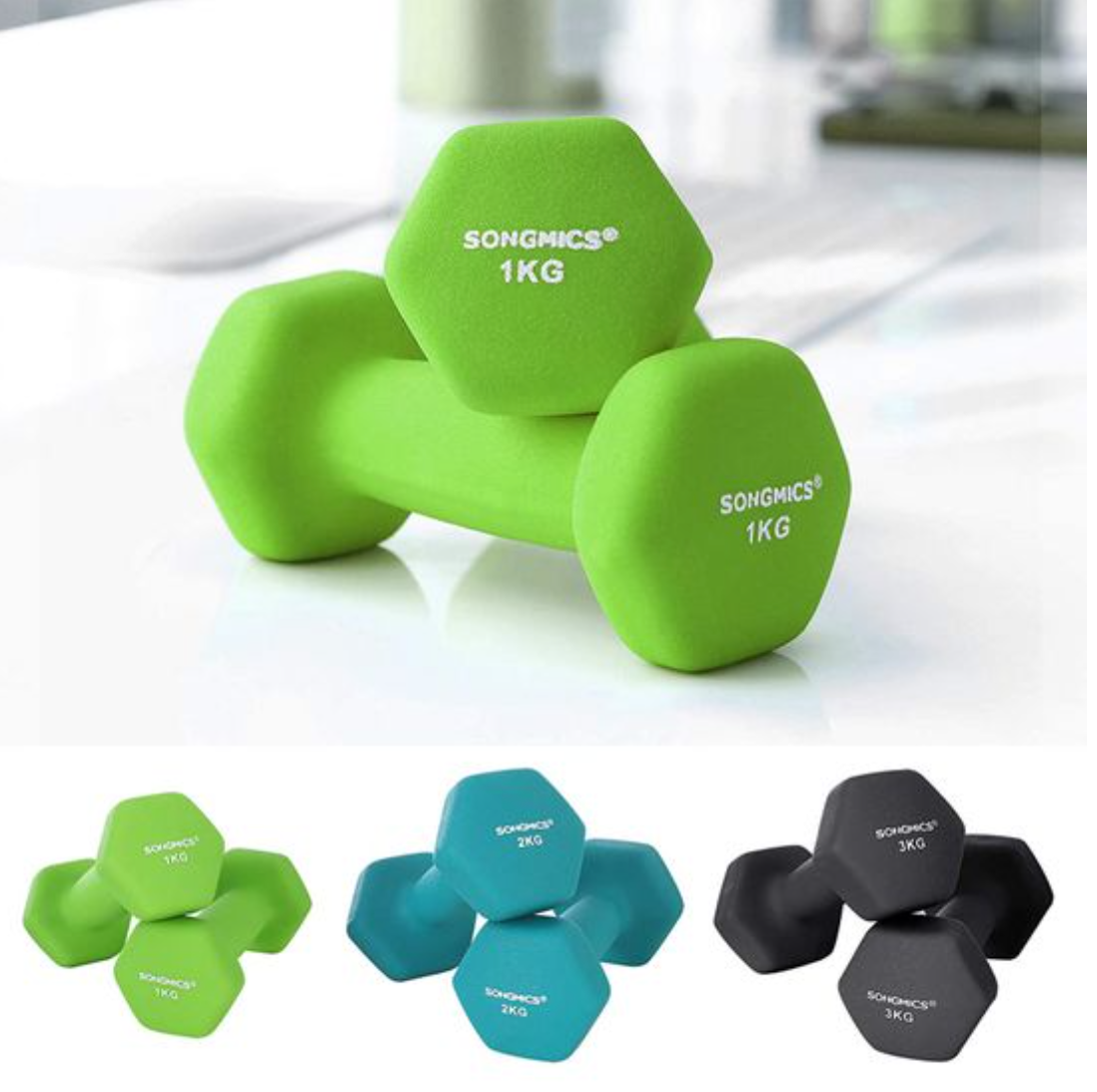 Nancy's Haughton Halterset - Dumbbells - Gewichtheffen - 6 Stuks - Dumbbell Stand - 2 x 1 kg - 2 x 2 kg - 2 x 3 kg