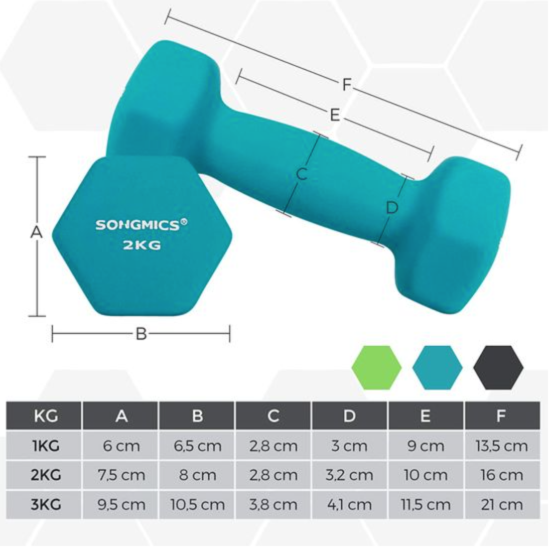 Nancy's Haughton Halterset - Dumbbells - Gewichtheffen - 6 Stuks - Dumbbell Stand - 2 x 1 kg - 2 x 2 kg - 2 x 3 kg