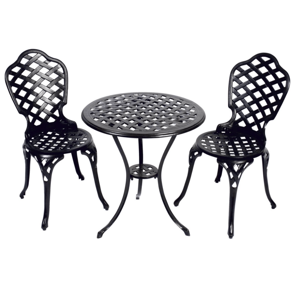 Nancy's Tilapa Bistroset - Tafel en 2 Stoelen - Zwart