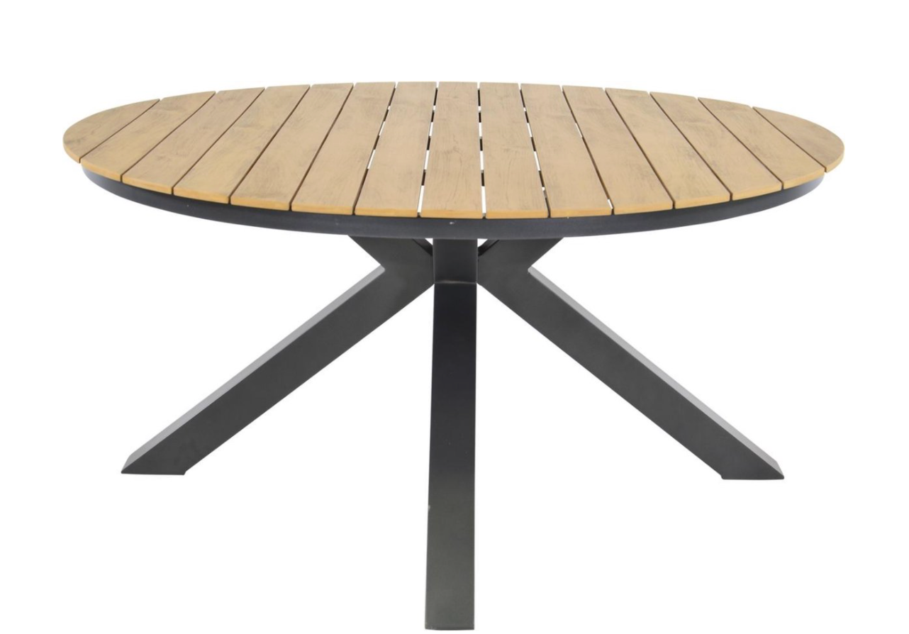 Nancy's Kusapin Tuintafel - Teaklook - Aluminium Frame - ø 150 x 74cm