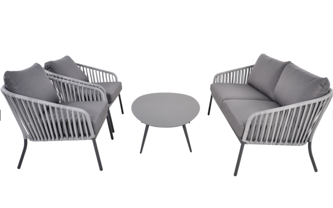 Nancy's Mach Loungeset - Riet en Aluminium Frame - Grijs