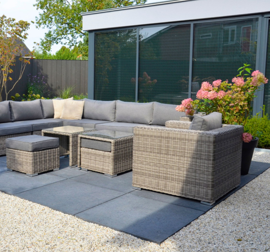 Nancy's Scheper Lounge Stoel - Loungeset - Riet - Grijs - 85 x 85 x 66cm