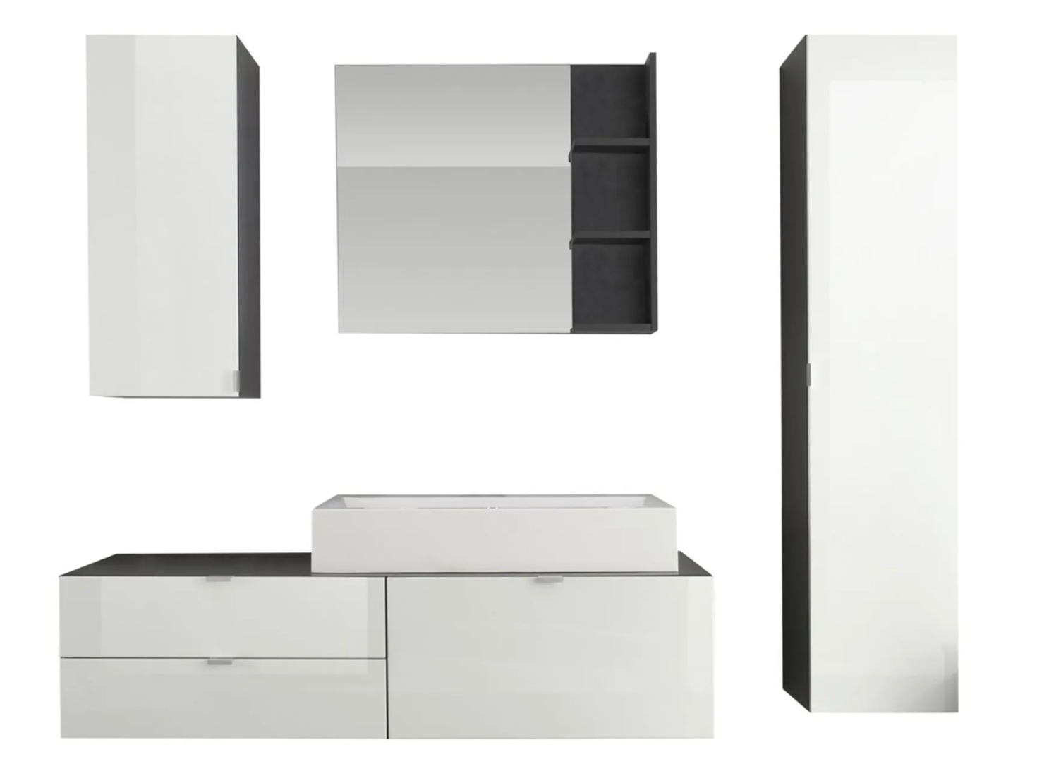 Nancy's Cambil 5-delige Badkamerset - Badkamerkasten - Hoogglans - 189 x 193 x 49 cm