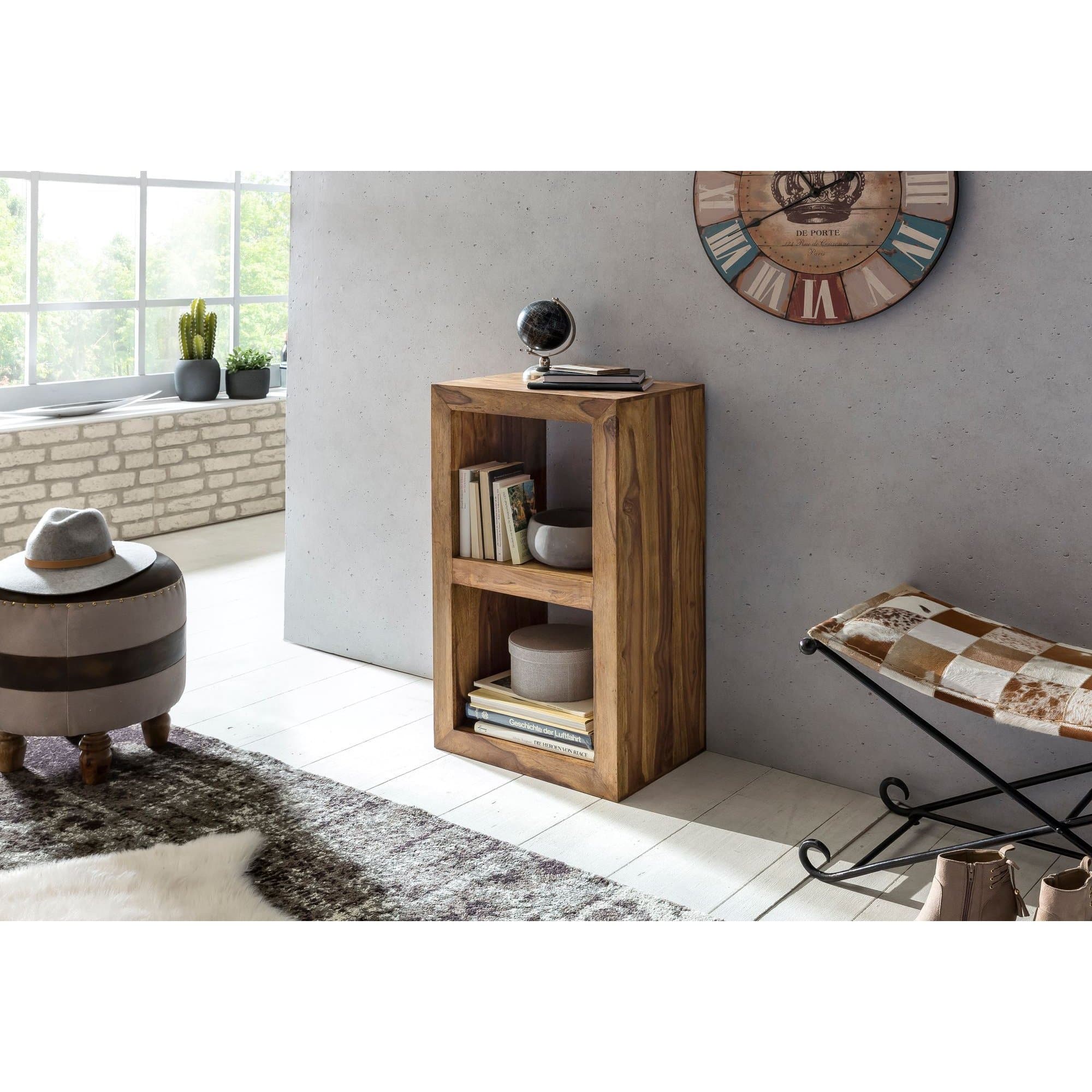 Nancy's Bridgeport Wandkast - Boekenkast - Vakkenkast - Massief Sheeshamhout - ± 50 x 35 x 90 cm