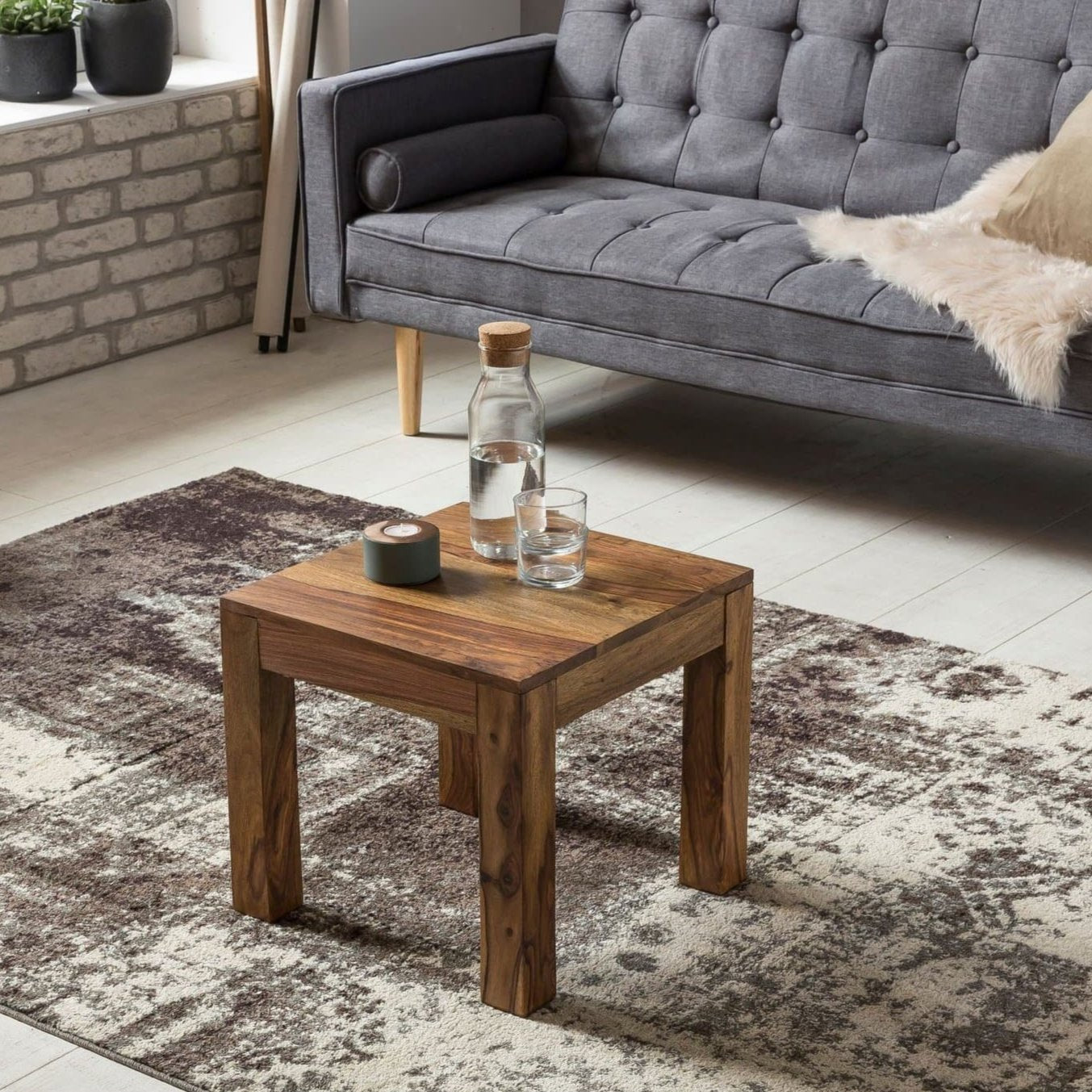 Table basse Nancy's Brickyard - Table d'appoint - Table basse - Bois de Sheesham - 45 x 45 x 40 cm