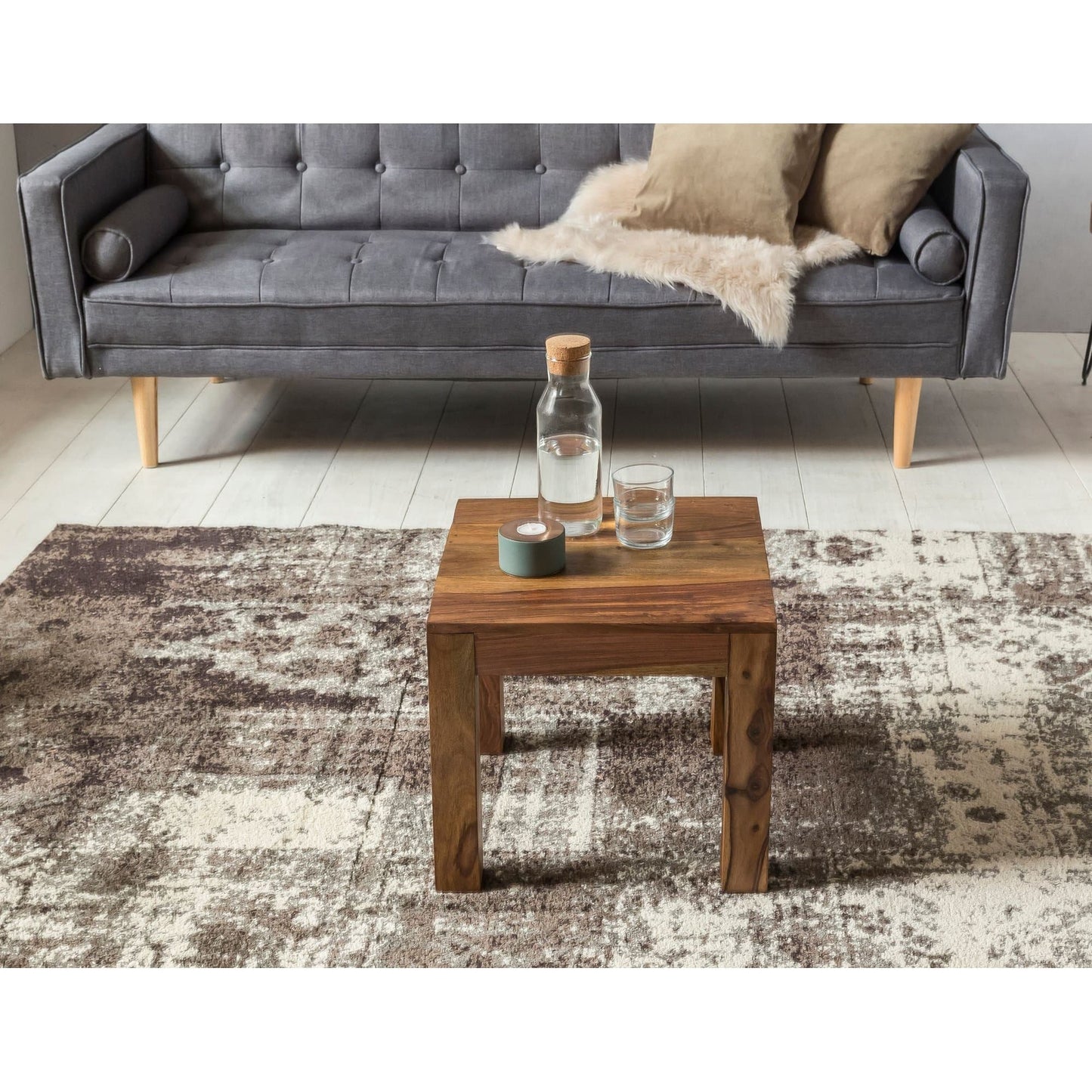 Nancy's Brickyard Salontafel - Bijzettafel - Koffietafel - Sheesham Hout - 45 x 45 x 40 cm