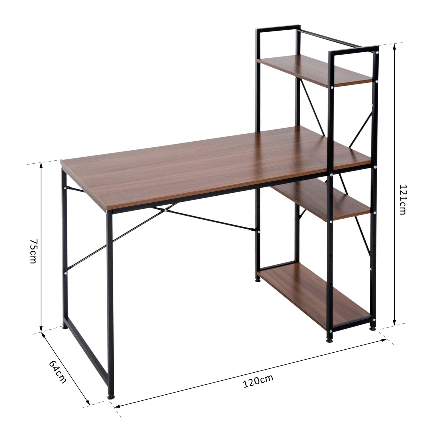 Nancy's Rhinelander Bureau - Schrijftafel - Opbergvakken - Computertafel - Zwart/Wit - Bewerkt Hout - Legbord