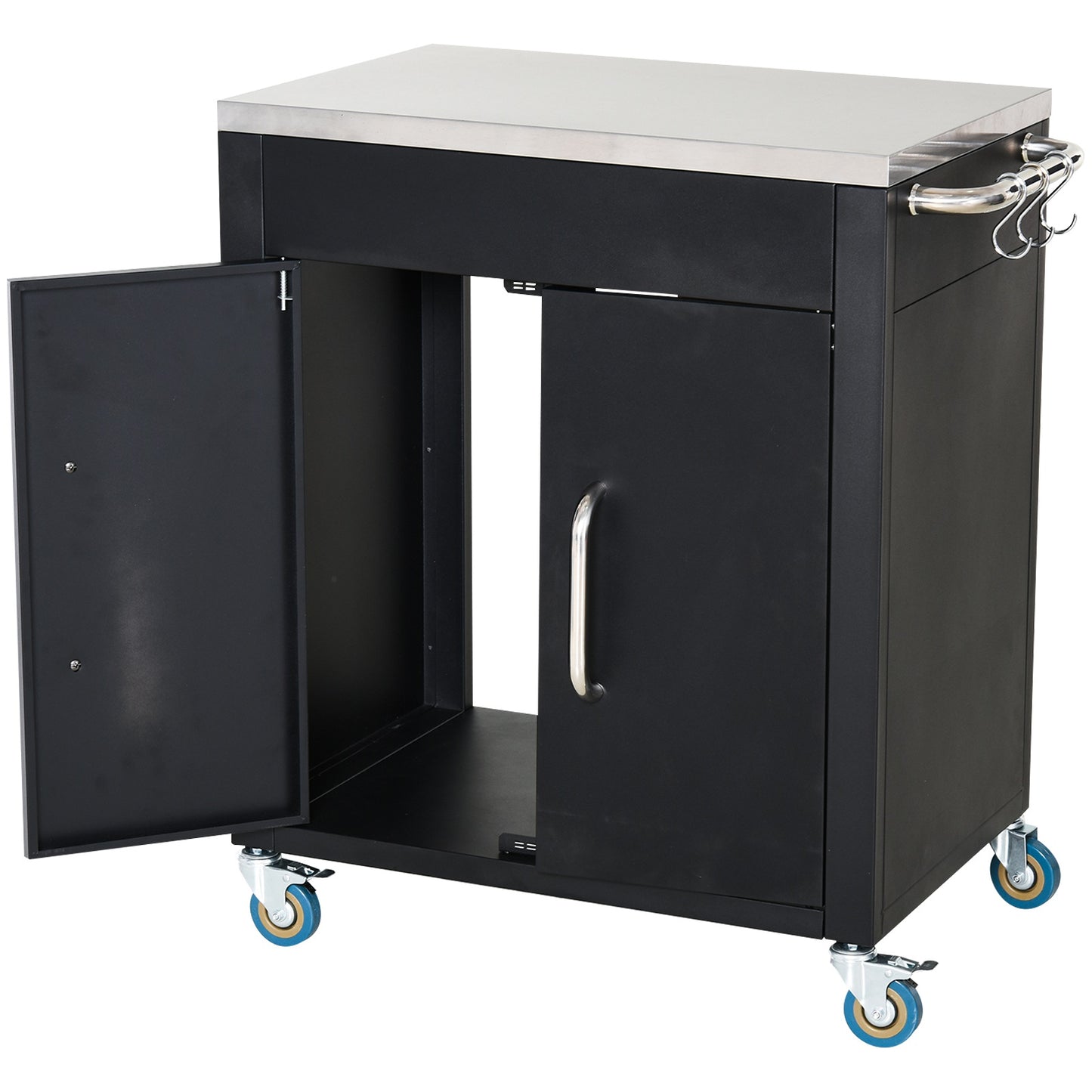 Nancy's Oshkosh Keukentrolley - Keukenwagen - Serveerwagen - Bijzettafel op wieltjes - Zwart - Staal - ± 85 x 50 x 85 cm