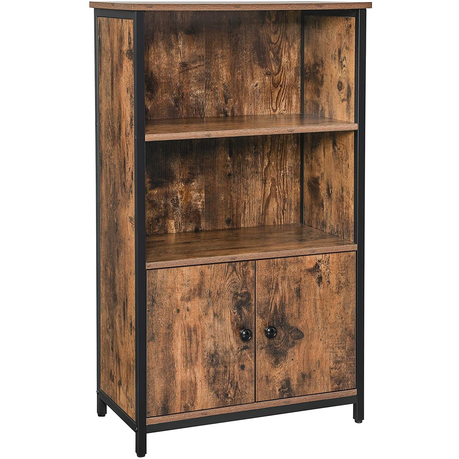 Nancy's Hutchinson Boekenkast - Vintage Houten Kast - Industriële Kasten - 2 Deuren - 60 x 32 x 104 cm (L x B x H)
