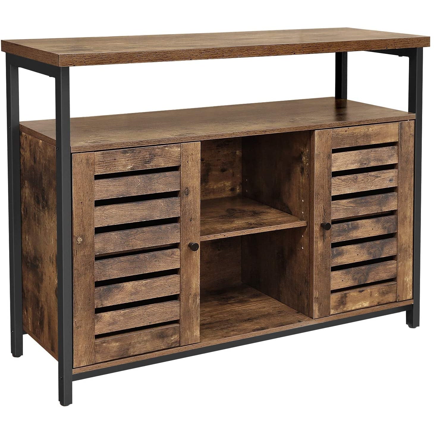 Armoire d'appoint industrielle Nancy's Plymouth - Commode - Armoire de rangement - Commode - Armoire avec 4 étagères et 2 portes - 100 x 35 x 80 cm