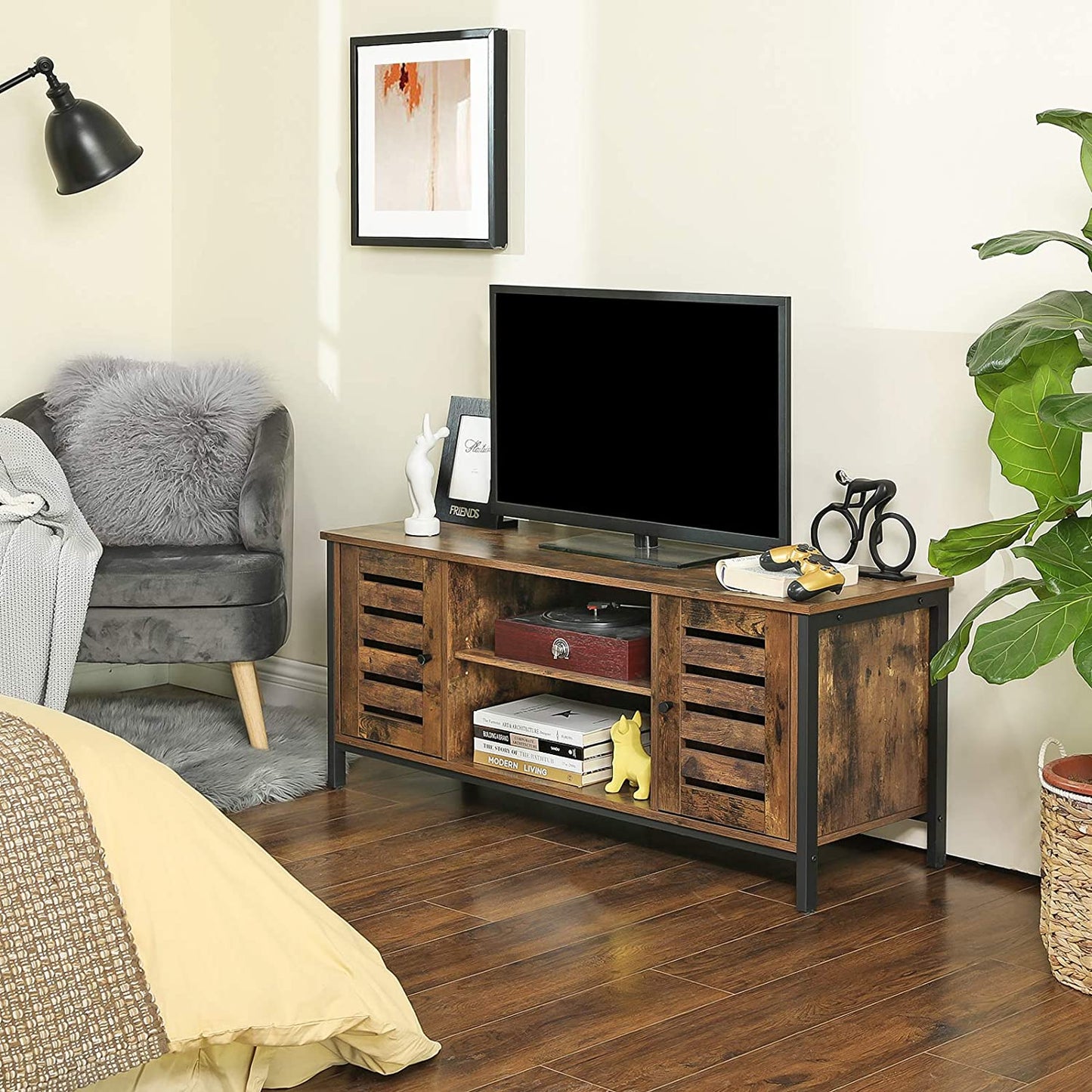Nancy's Jefferson TV Meubel - TV Kast - Vintage / Donkerbruin - Spaanplaat / Staal - 110 x 40 x 50 cm
