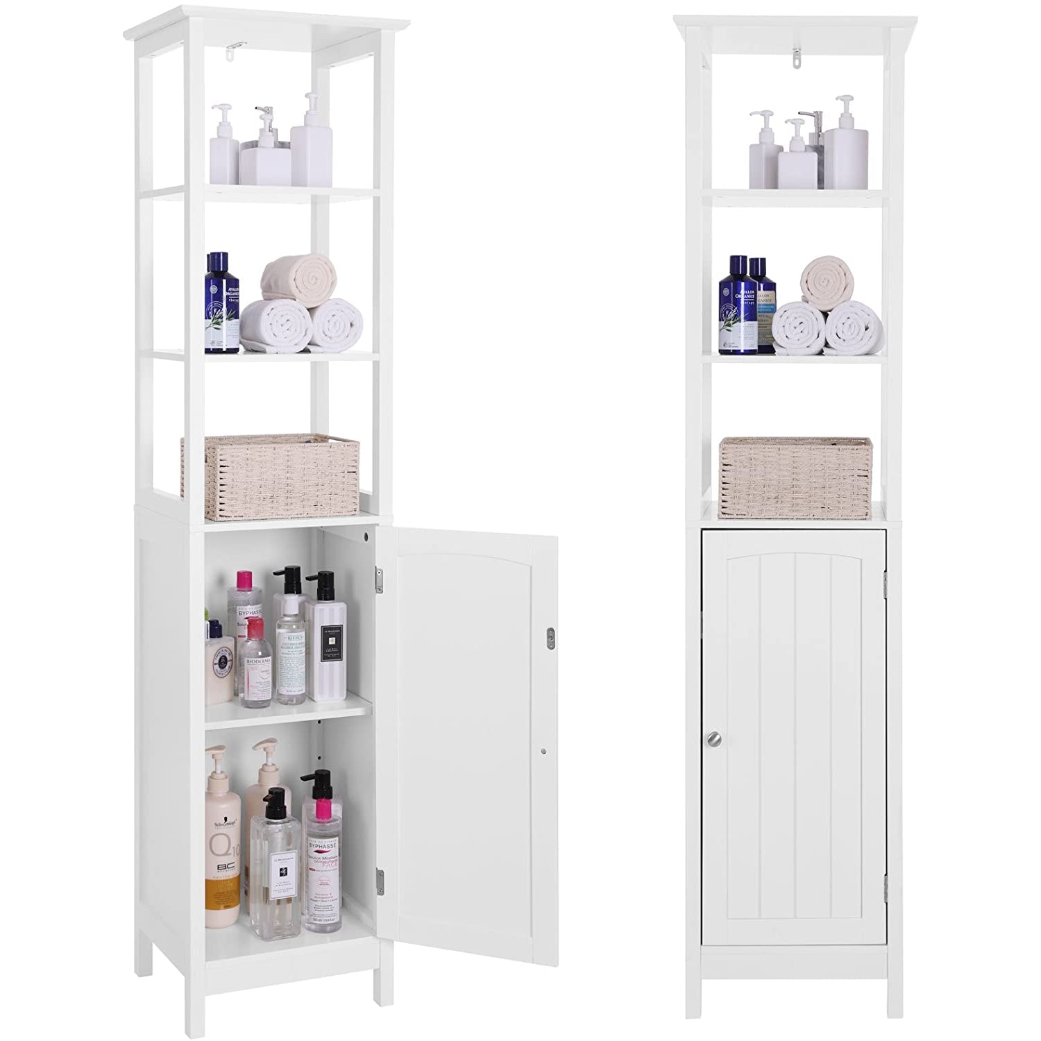 Nancy's Lakewood Badkamerkast - 160 CM - Kast - Badkamermeubel - Badkamermeubels - Wit - 40 x 160 x 32 cm (B x H x D)