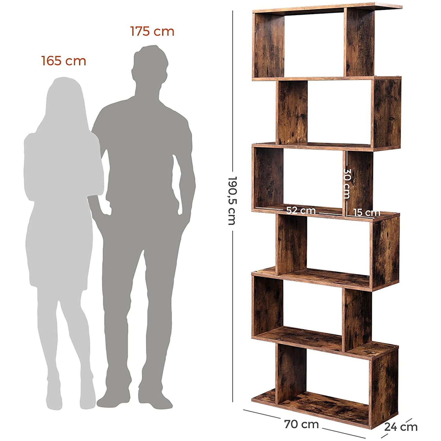 Nancy's Yarmouth Boekenkast - Boekenregaal - Wandkast - Opbergkast - Bruin - ± 70 x 25 x 190 cm