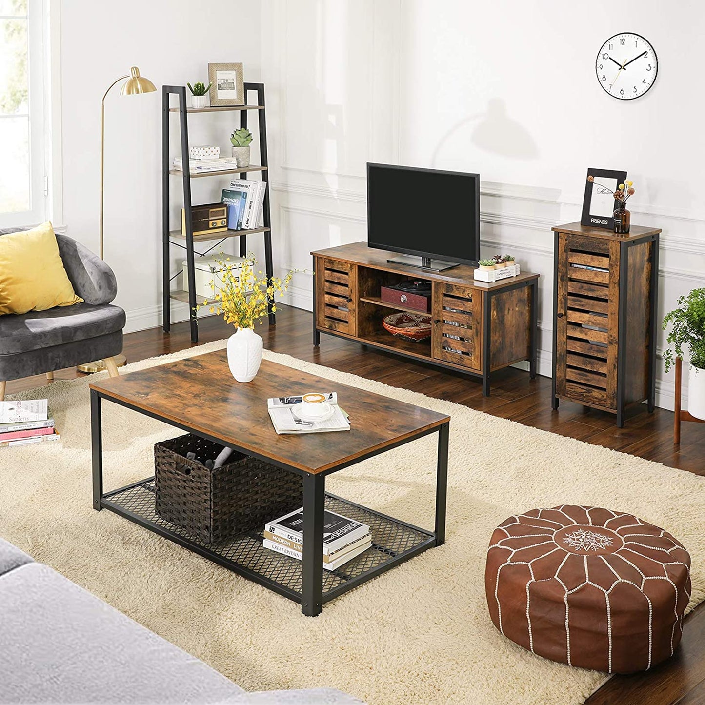 Nancy's Jefferson TV Meubel - TV Kast - Vintage / Donkerbruin - Spaanplaat / Staal - 110 x 40 x 50 cm