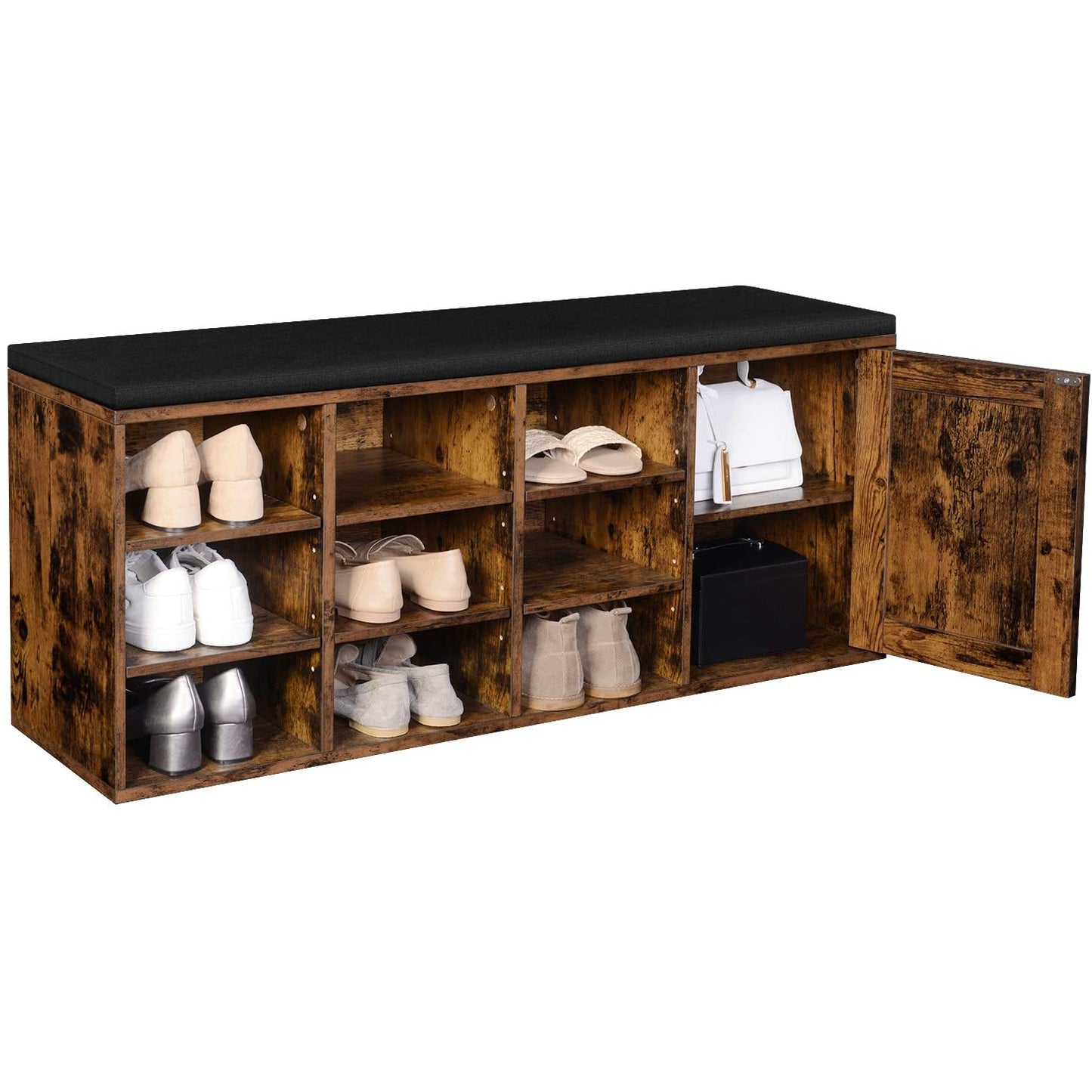 Nancy's Woodland Schoenenbank - Schoenenrek - Schoenenkast - Vintage Bruin - 110 x 30 x 48 cm