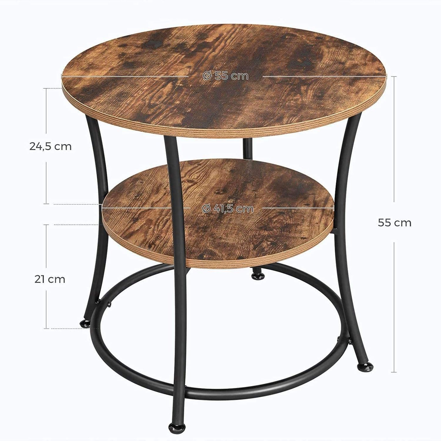 Nancy's Summerton Ronde Bijzettafel - Vintage Koffietafel - Houten Salontafel - Ø 55 x 55 cm