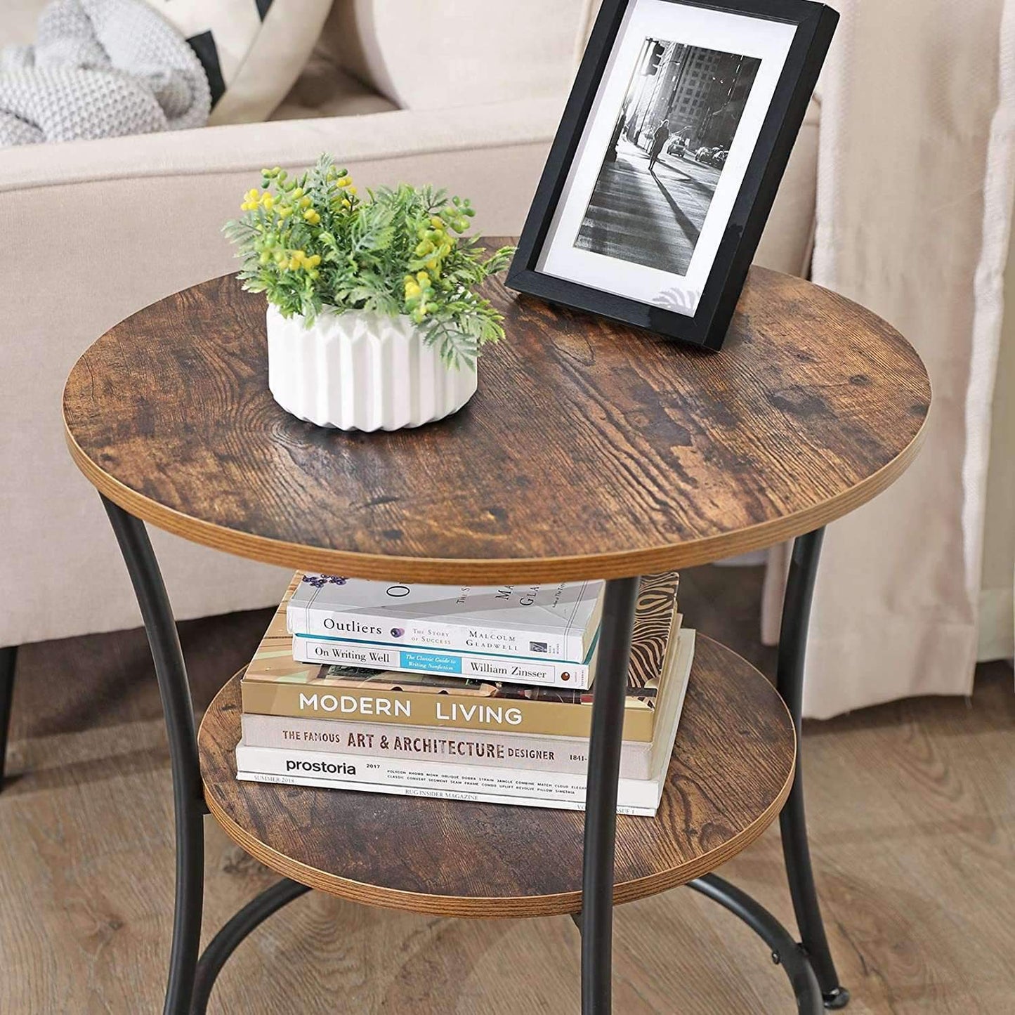Nancy's Summerton Ronde Bijzettafel - Vintage Koffietafel - Houten Salontafel - Ø 55 x 55 cm