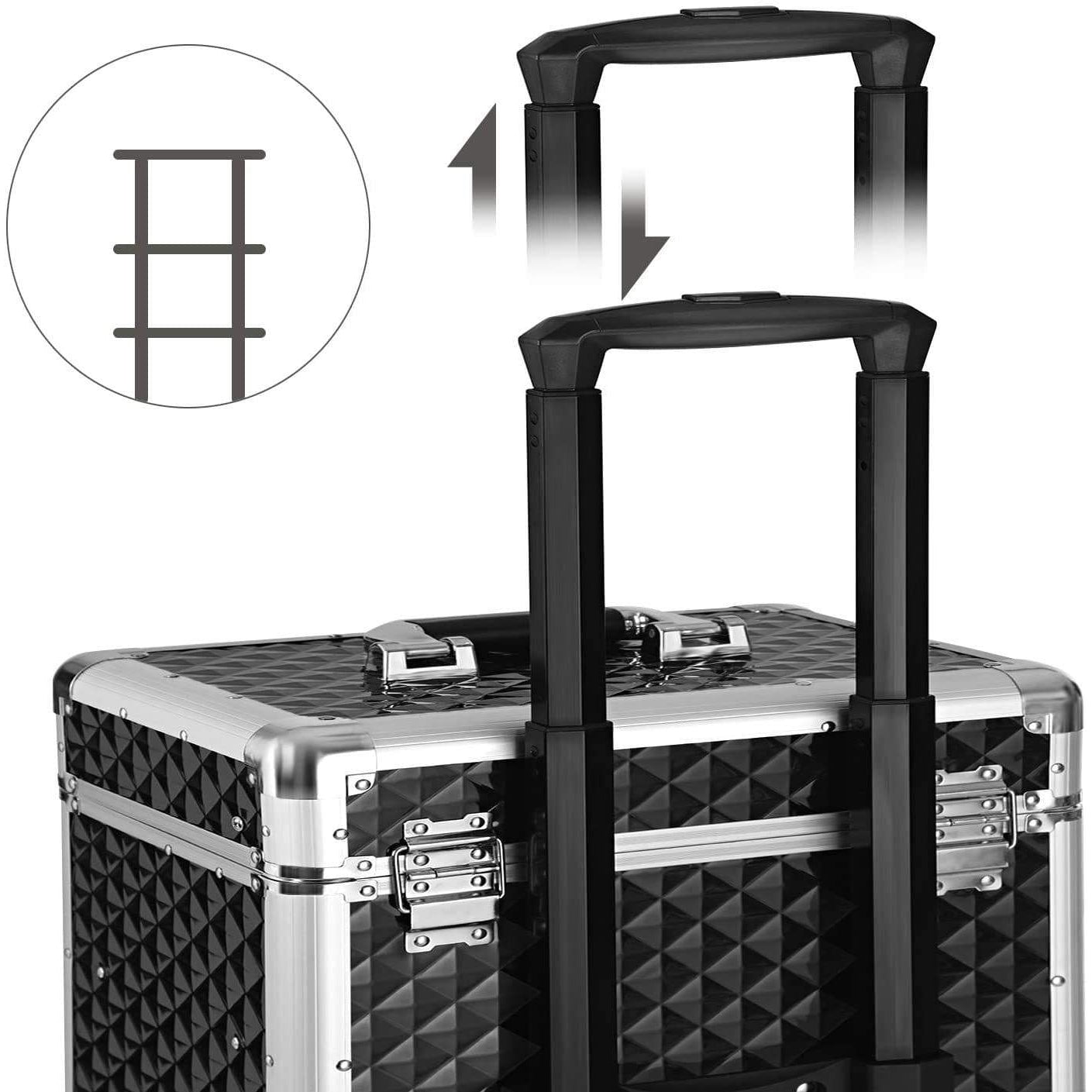 Nancy's Cosmetica Koffer - Make-up koffer - Sieraden Opberger op Wielen - Make Up Trolley - Zwart