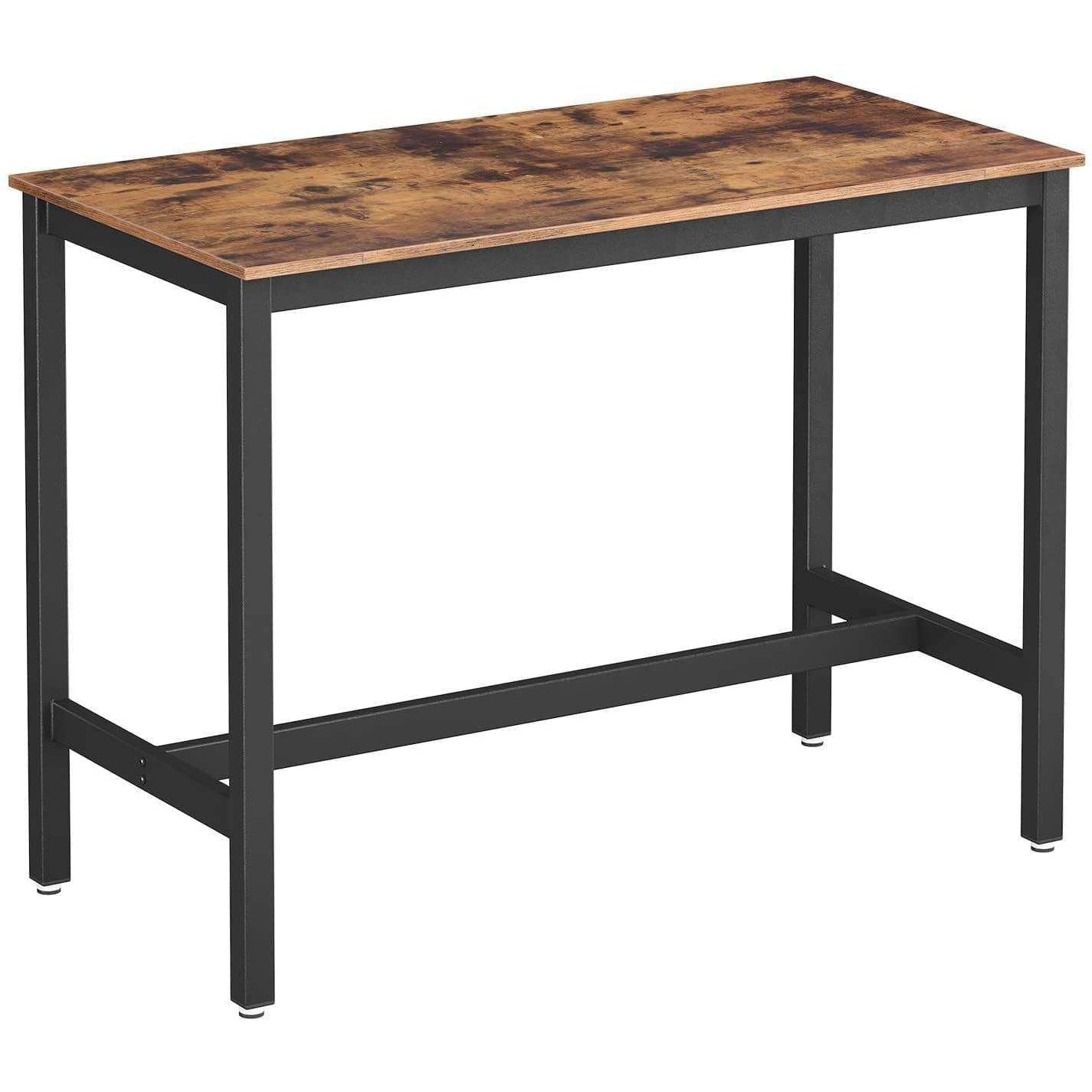 Table de bar en bois Huraba de Nancy - Table de cuisine vintage - Table haute - Marron / Noir - 120 x 60 x 90 cm