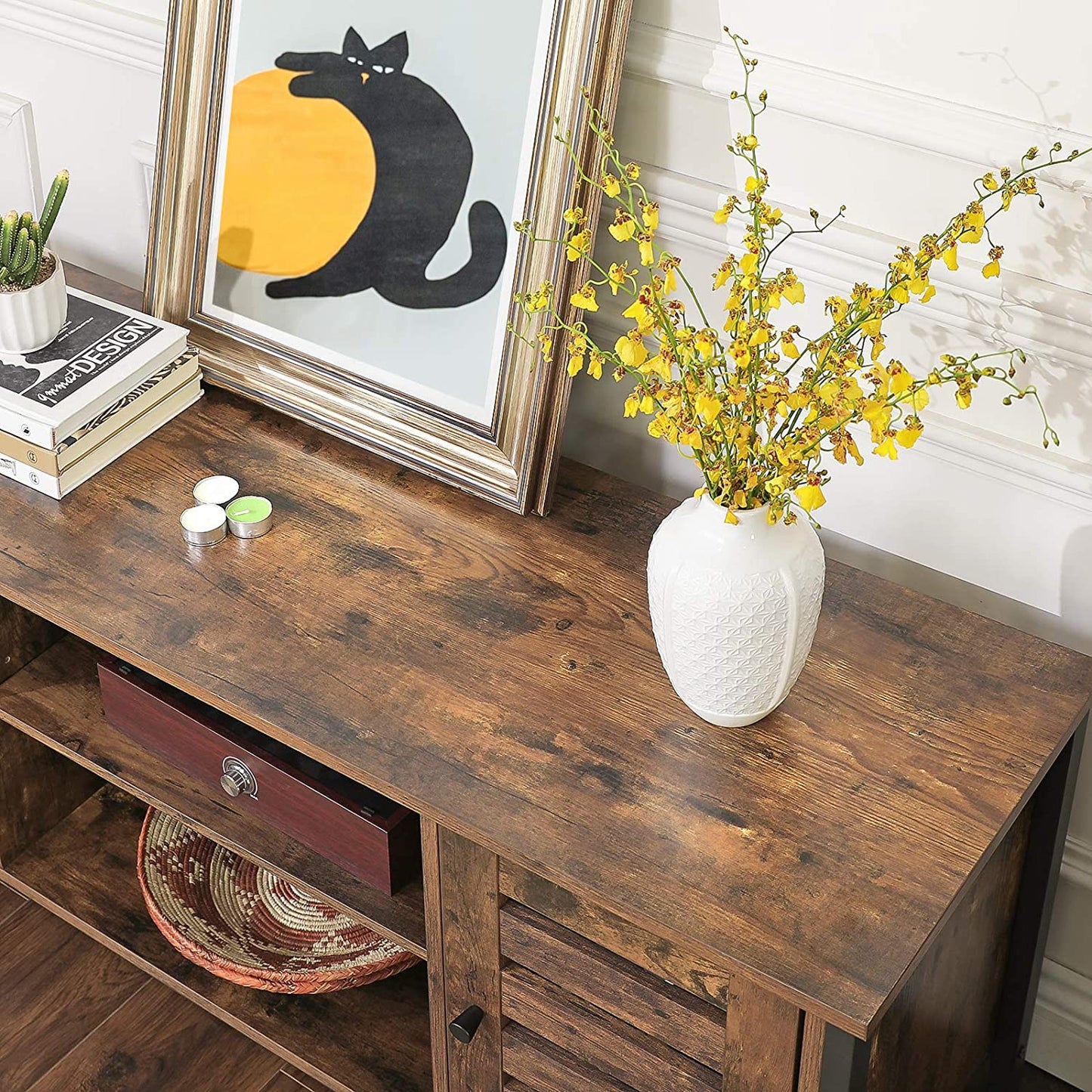 Nancy's Jefferson TV Meubel - TV Kast - Vintage / Donkerbruin - Spaanplaat / Staal - 110 x 40 x 50 cm