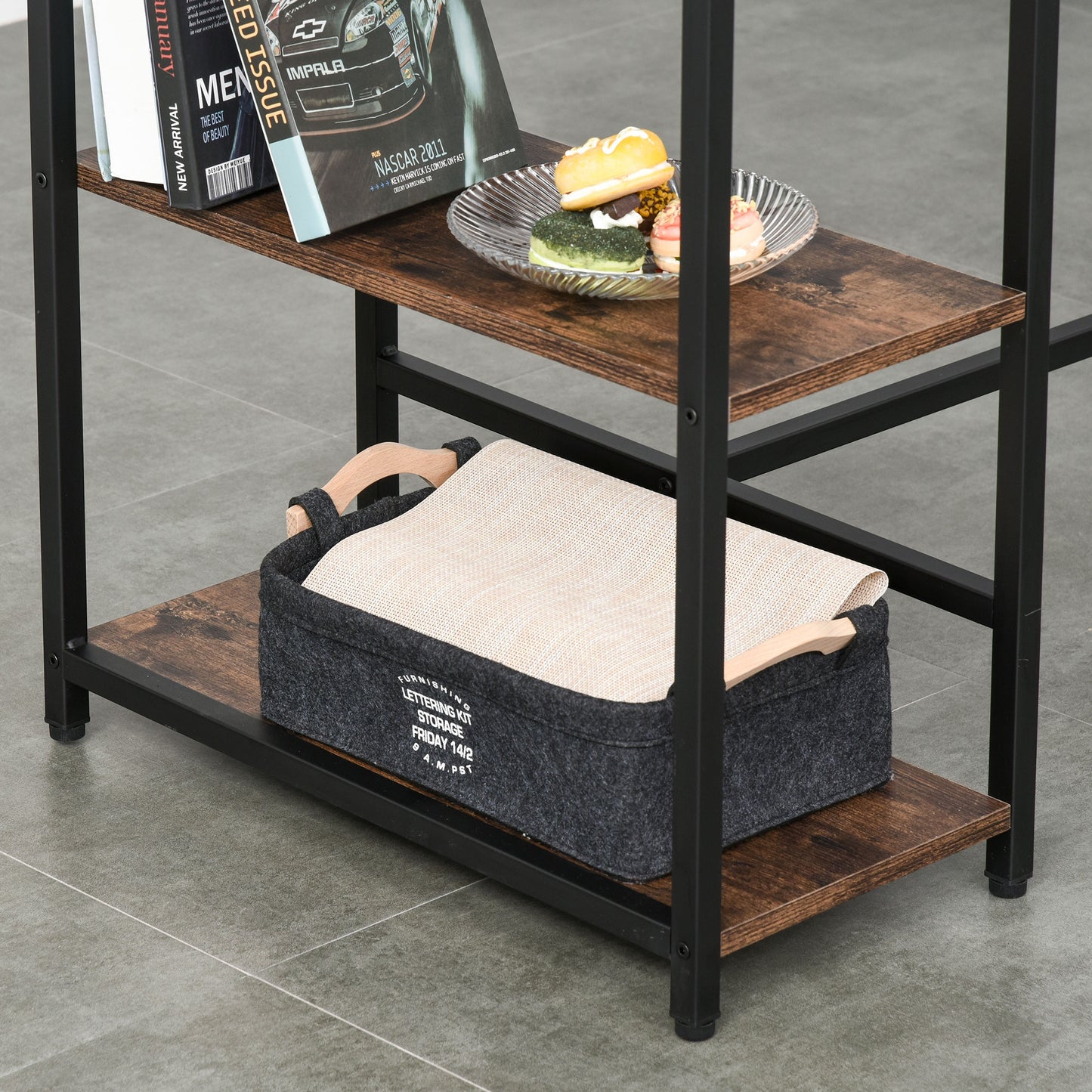 Nancy's Laie Bartafelset - Bar Set - 2 Barkrukken - Hoge Tafel - Staal - Zwart/Bruin - 109 x 60 x 100 cm