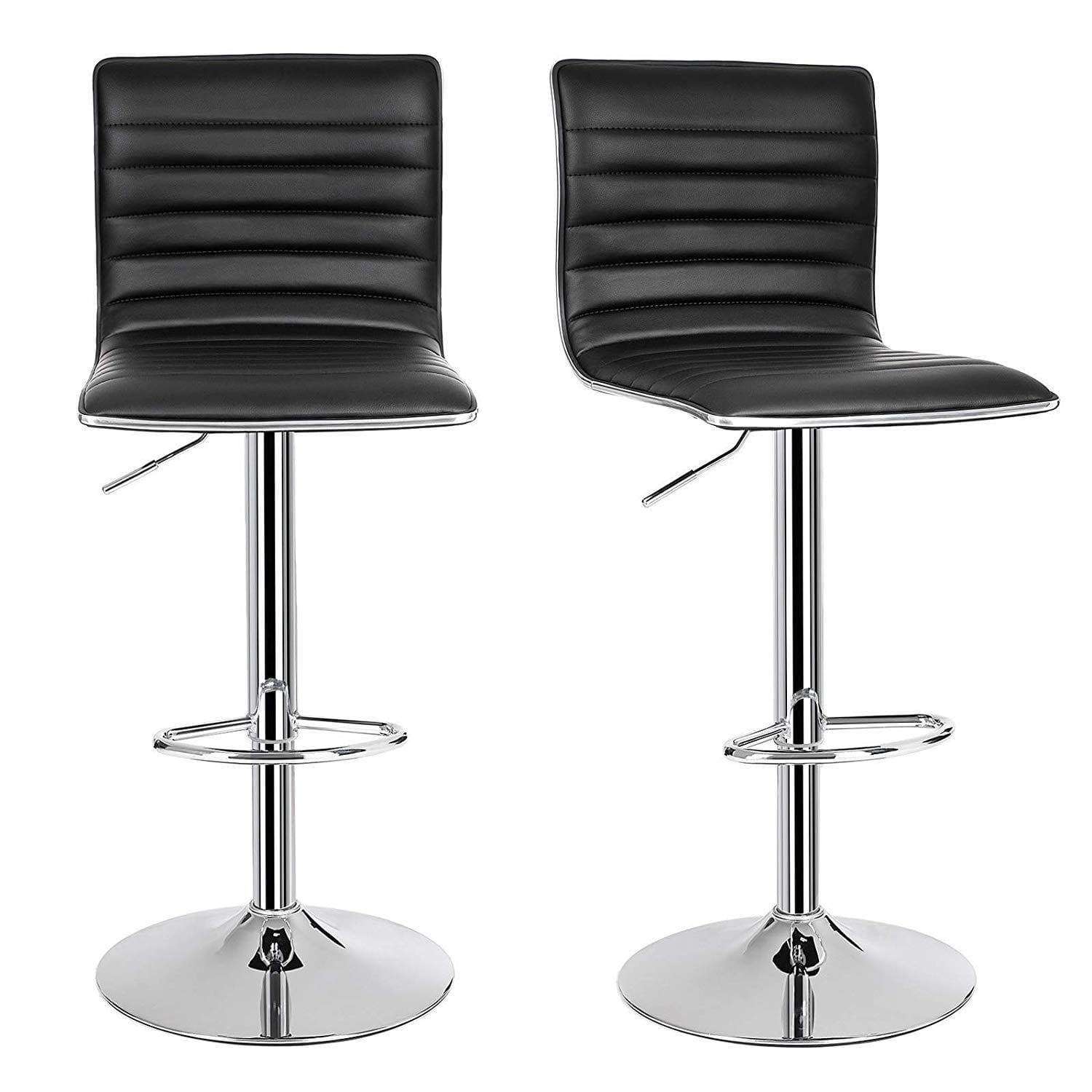 Nancy's Barkrukken Set Van 2 - Barkrukken Met Rugleuning - Zwart - Kunstleer - 40 x 42 x 94 cm