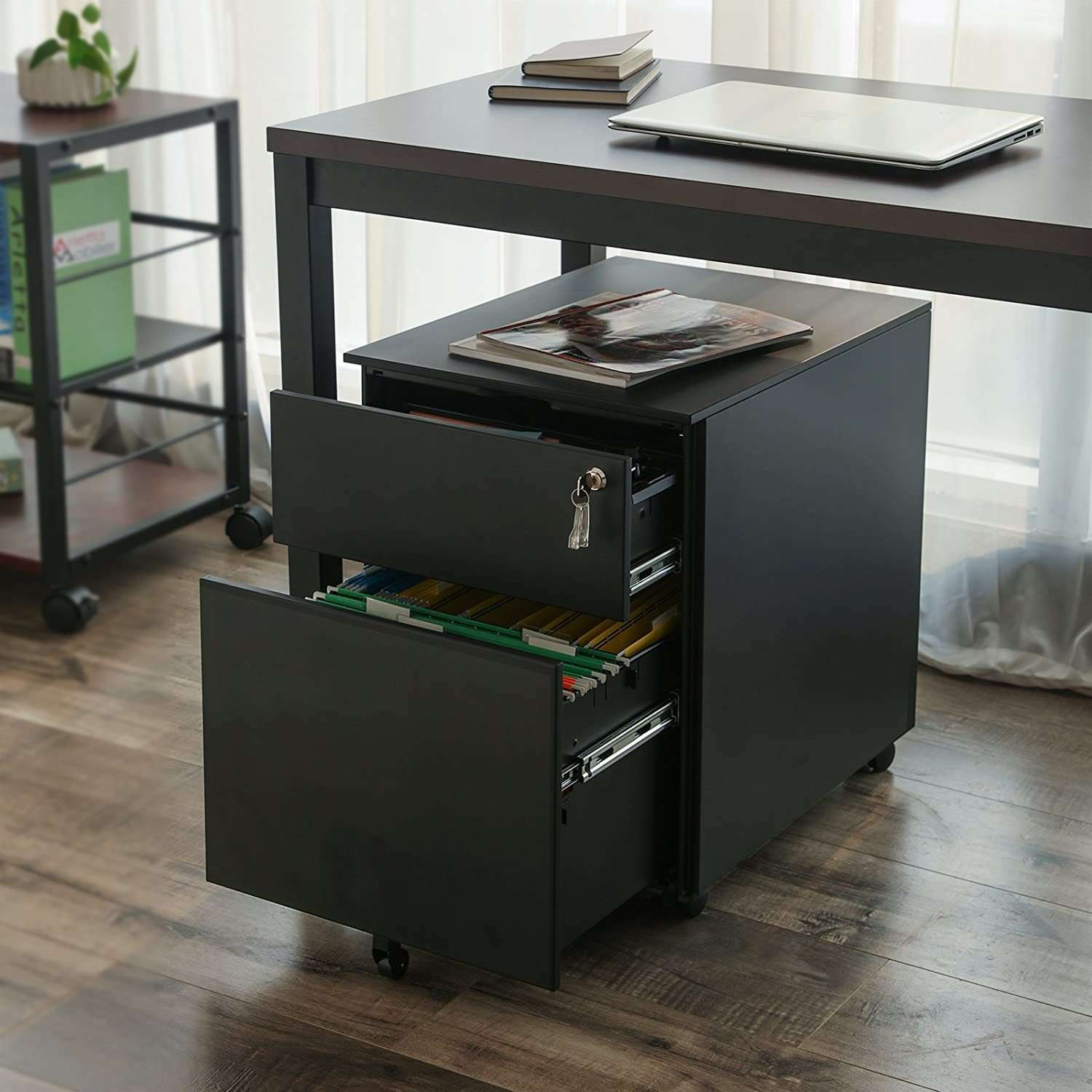 Nancy's Ladeblok 2 Lades Zwart - Ladeblok Bureau 52 x 54 x 39 cm